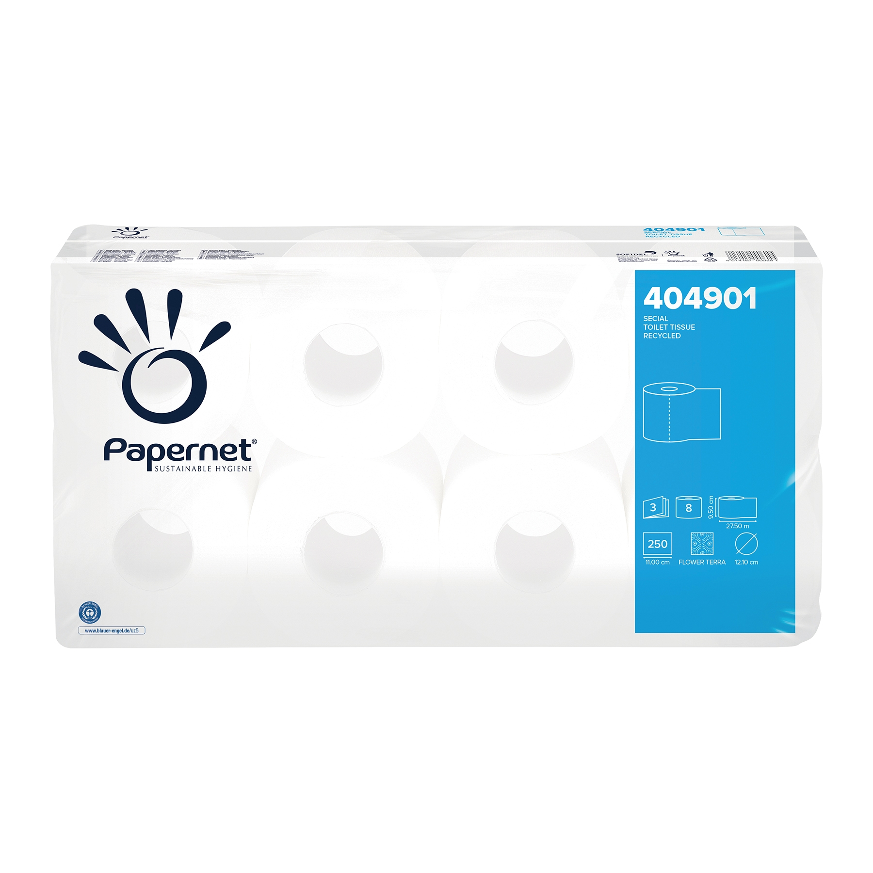 Papernet Toilettenpapier RC / 3-lagig / weiß / 9x8 Rll = 72 Rll / 250 Blatt je Rolle
